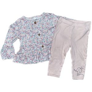 9 Months Carter’s Baby Girl Flower Long Sleeve Flowy Top w/ Light Pink Leggings